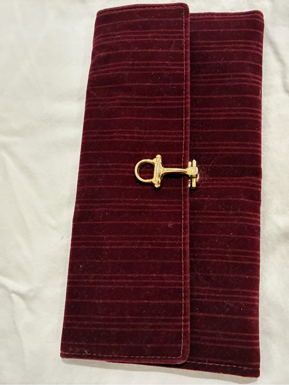 Rare Vintage Lancetti Italy Wine Red Velvet Gold Horsebit Evening Bag Clutch - Picture 6 of 11